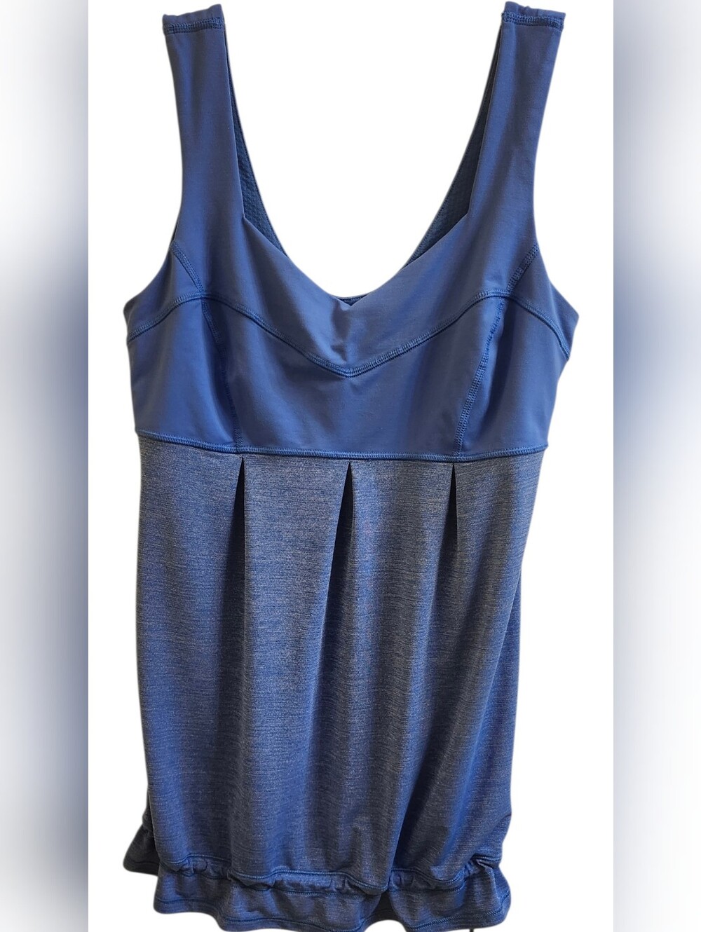 Lululemon No Limit Tank Top Blue Heathered Size 6 Cinch Hem Pleated Back